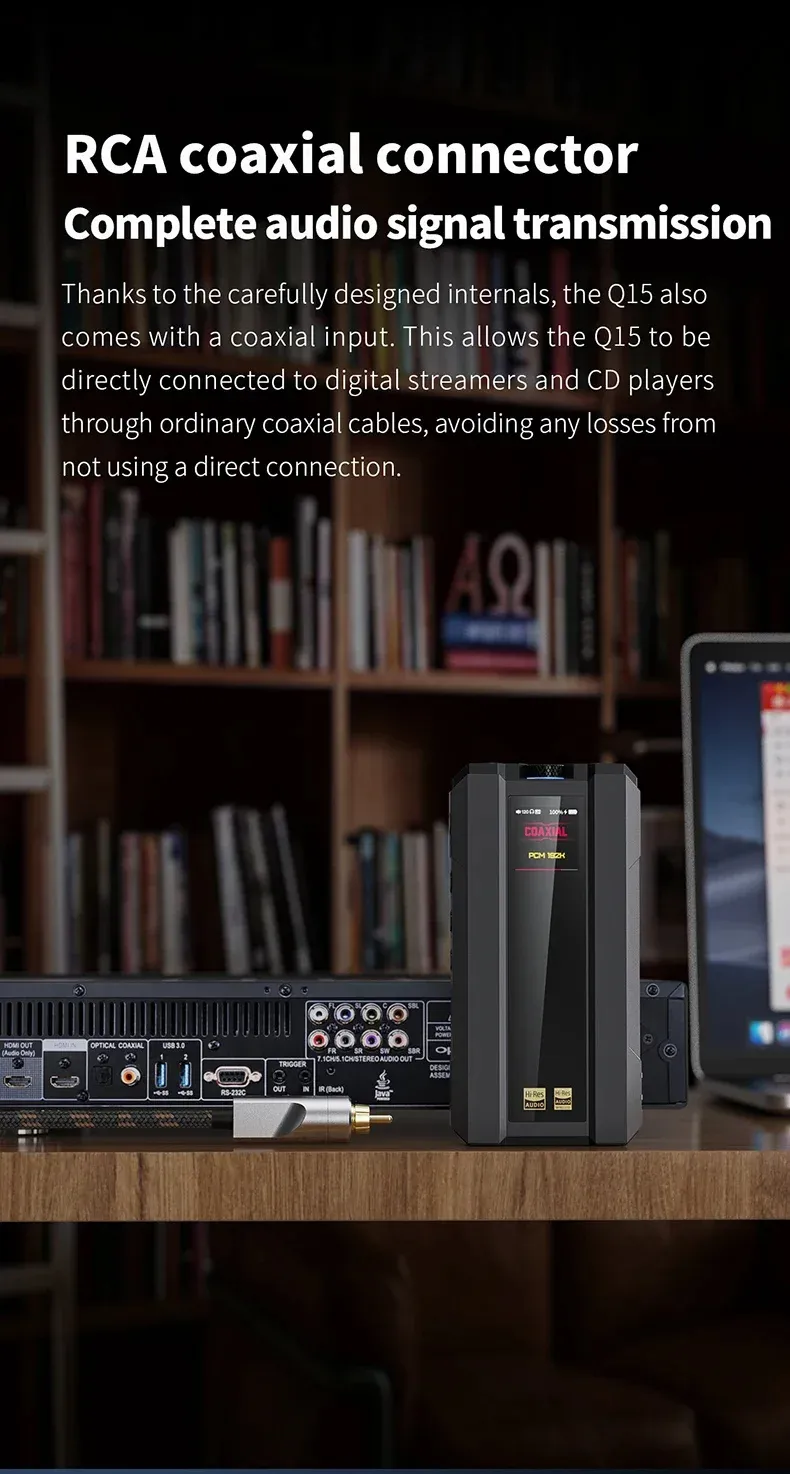 FiiO Q15 MQA Hi-Res Audio HIFI Headphone Amplifier Music Player Decoder AK4191 AK4499EX USB DAC Bluetooth Coaxial 3.5mm 4.4mm Outputs