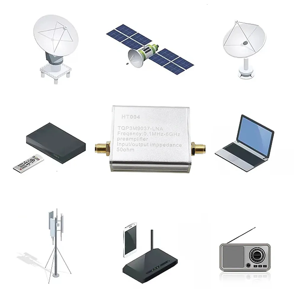 HT004 100K-6GHz Jalur Lebar Penguat Bunyi Rendah 20dB Gain Tinggi Full Band Penguat Bunyi Rendah dengan Kabel USB HT004 100K-6GHz Jalur Lebar Penguat Bunyi Rendah 20dB Gain Tinggi Full Band Penguat Bunyi Rendah dengan Kabel USB