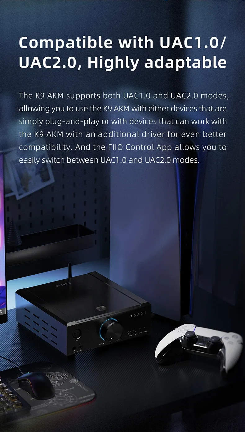 FiiO K9AKM Desktop HiFi Audio Decoder Headphone Amplifier bluetooth AK4199EQ+AK4499EX THX AAA 788+ LDAC aptXs DSD512 for PC Phone