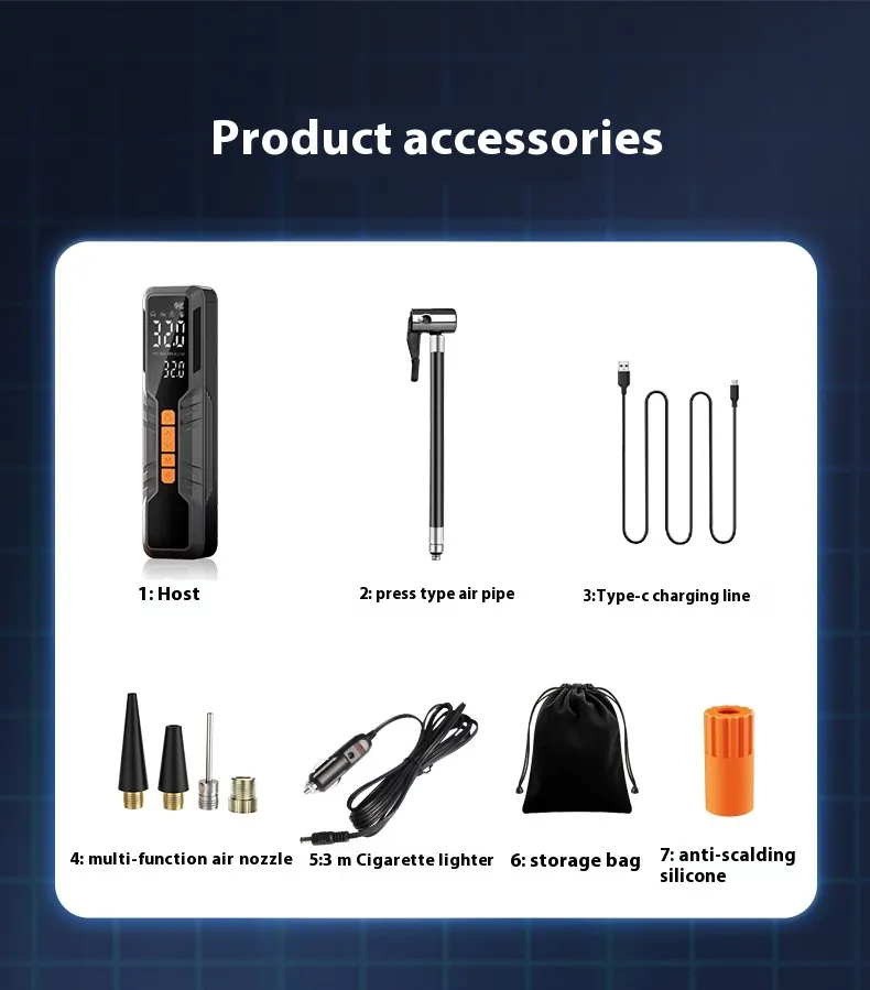 150Psi Portable Smart Electric Air Pump Power Bank Preset Tire Pressure 6000mAh Cordless Dual Digital Display Air Compressor