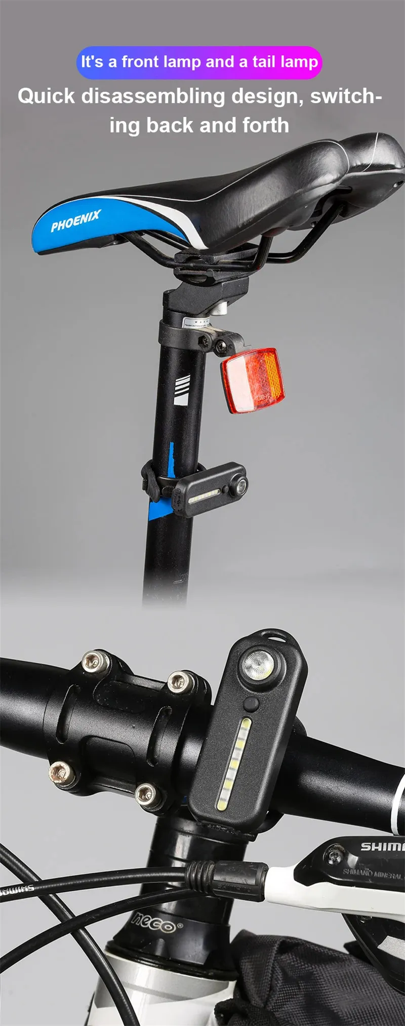 Bikight LED Red Blue Caution Emergency Police Clip Light USB Rechargeable Shoulder Flashing Warning Safety Torch Bicycle Tail Lamp