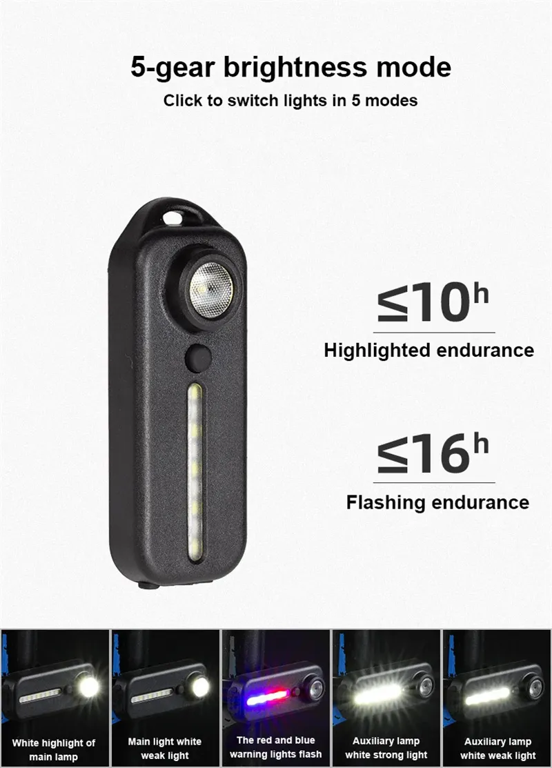 Bikight LED Red Blue Caution Emergency Police Clip Light USB Rechargeable Shoulder Flashing Warning Safety Torch Bicycle Tail Lamp