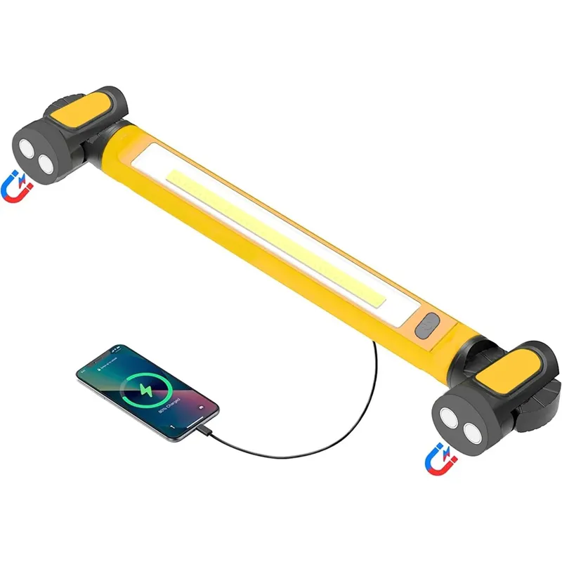 Super Bright Magnetic Work Light For Car Repairing Emergency USB Rechargeable Rotating Magnetic Base with Hooks
