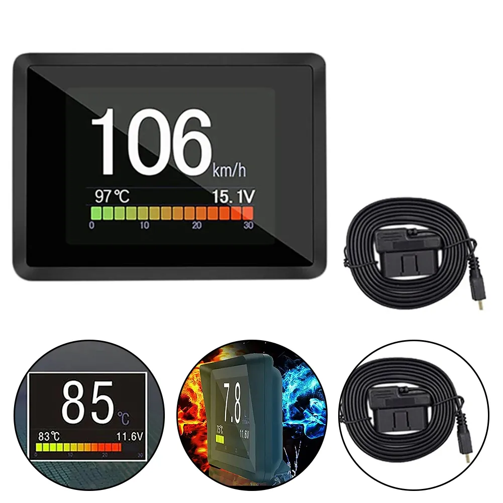 Car HUD Head-Up Display Obd Speed Fuel Consumption Water Temperature Voltage Overspeed Alarm HD Head-Up Display