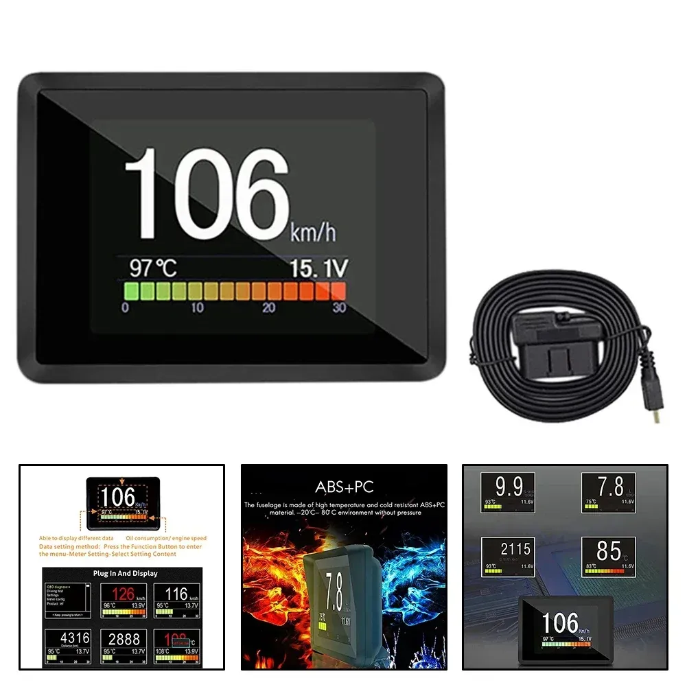 Car HUD Head-Up Display Obd Speed Fuel Consumption Water Temperature Voltage Overspeed Alarm HD Head-Up Display