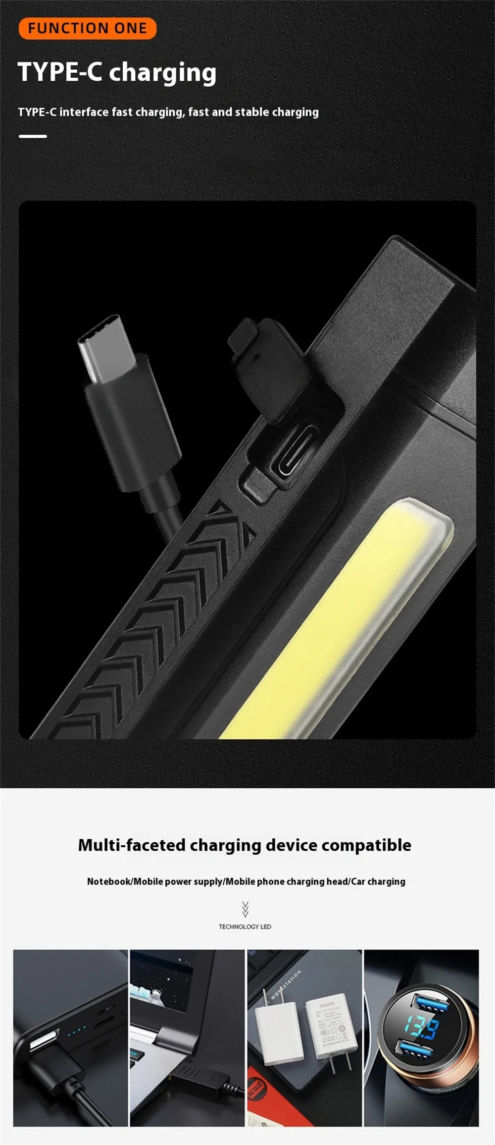 Multi-Functional Strong LED Flashlight With COB Side Light Portable USB Rechargeable Mini Torch Super Bright Cycling Bike Head Light Outdoor Hiking Camping Lamp Multi-Functional Strong LED Flashlight With COB Side Light Portable USB Rechargeable Mini Torch Super Bright Cycling Bike Head Light Outdoor Hiking Camping Lamp