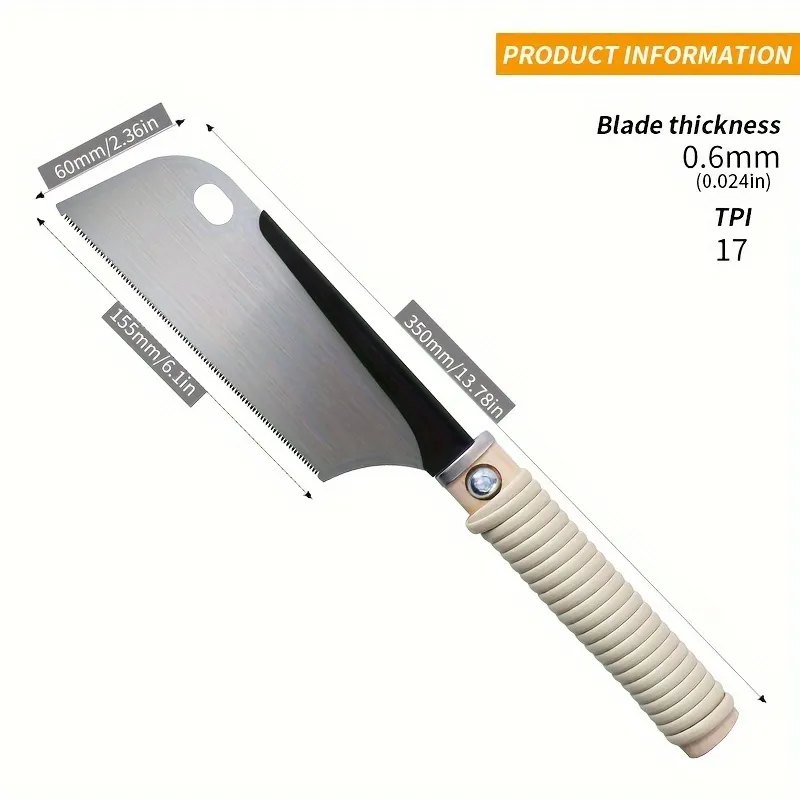 Pull Saw 6-Inch SK5 Steel Single-Edge 17 TPI Flexible Blade for Precise Cross Length Cuts Woodworking Tool