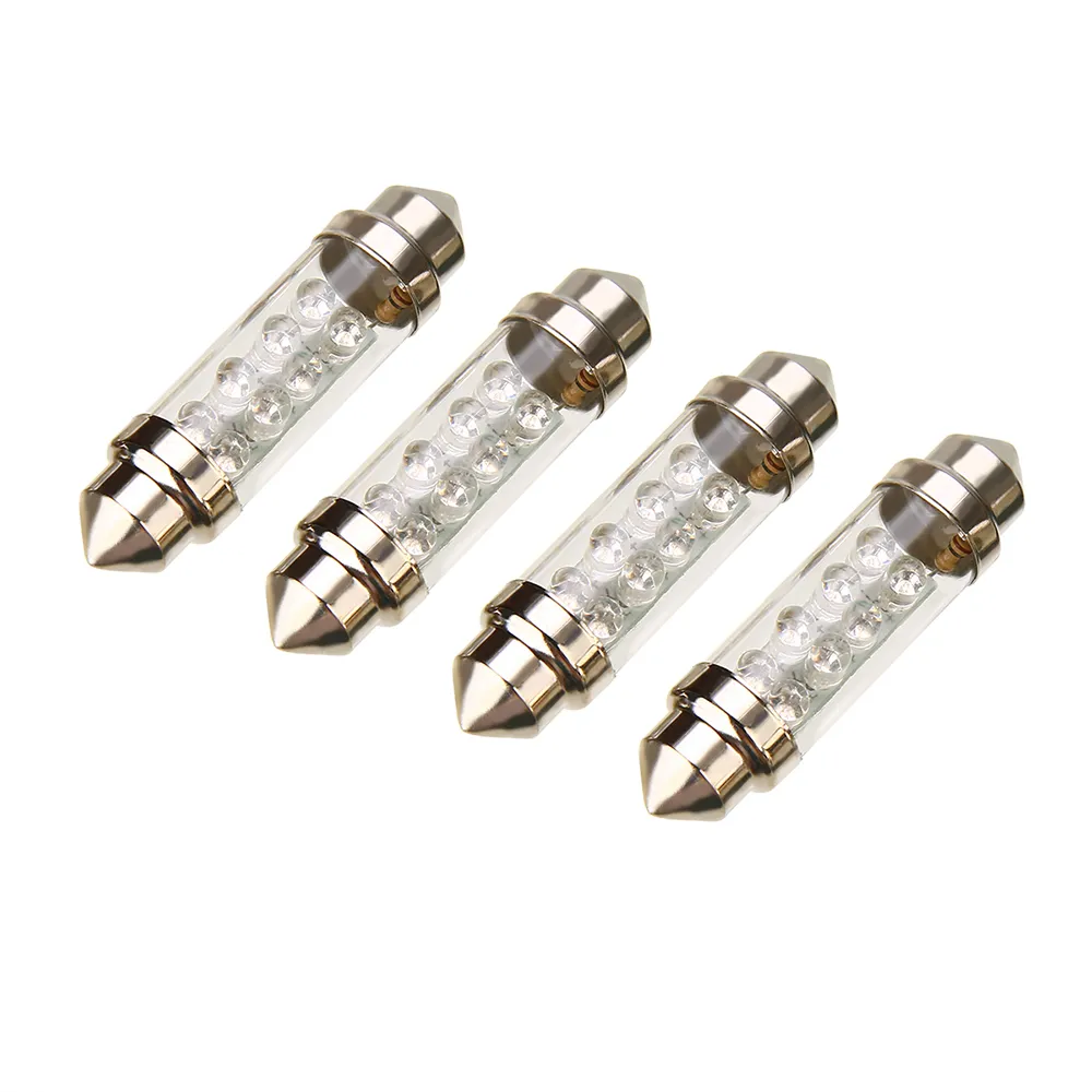 4-Pack 39mm/41mm/42mm Double Tip 8LEDs Car LED Reading Light License Plate Light Trunk Light Bulbs
