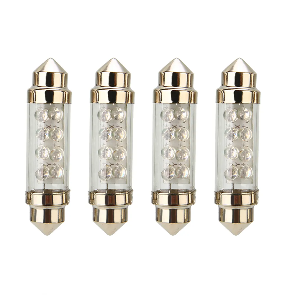 4-Pack 39mm/41mm/42mm Double Tip 8LEDs Car LED Reading Light License Plate Light Trunk Light Bulbs