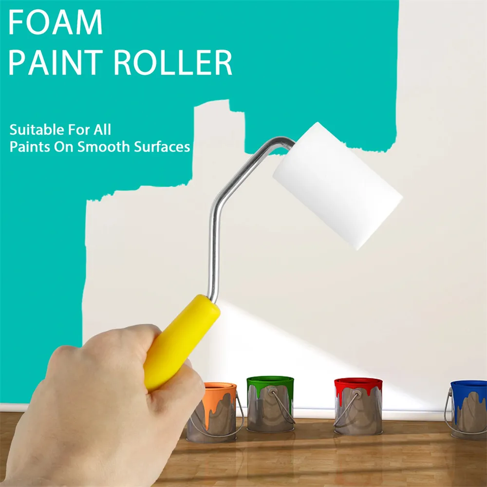 8PCS Mini Foam Paint Roller Set 2-Inch Density 50 with Paint Tray DIY Home Wall Ceiling Repair Easy-Grip Handle