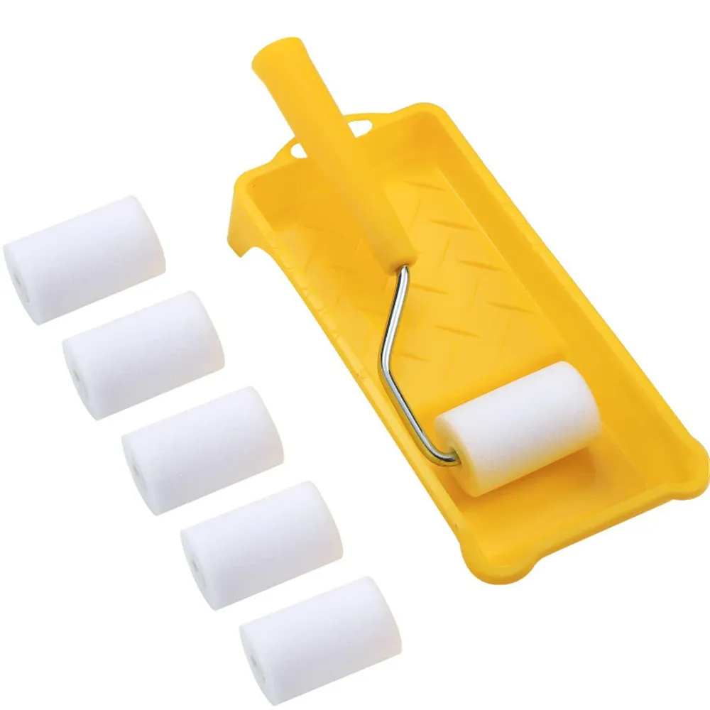 8PCS Mini Foam Paint Roller Set 2-Inch Density 50 with Paint Tray DIY Home Wall Ceiling Repair Easy-Grip Handle
