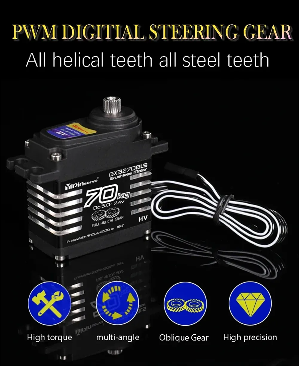 YIPINSERVO GX3270BLS 25T 180¡ã/270¡ã 70 кг Высокий крутящий момент Магнитная индукция IP68 Водонепроницаемый цифровой сервопривод для 1/8 1/10 RC Ca YIPINSERVO GX3270BLS 25T 180¡ã/270¡ã 70 кг Высокий крутящий момент Магнитная индукция IP68 Водонепроницаемый цифровой сервопривод для 1/8 1/10 RC Ca