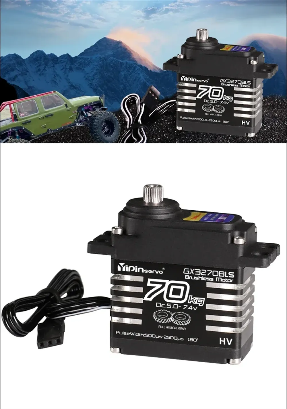 YIPINSERVO GX3270BLS 25T 180¡ã/270¡ã 70 кг Высокий крутящий момент Магнитная индукция IP68 Водонепроницаемый цифровой сервопривод для 1/8 1/10 RC Ca YIPINSERVO GX3270BLS 25T 180¡ã/270¡ã 70 кг Высокий крутящий момент Магнитная индукция IP68 Водонепроницаемый цифровой сервопривод для 1/8 1/10 RC Ca