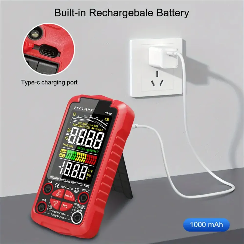 HYTAIS TS-60 Digital Multimeter 6000 Counts High Precision Rechargeable Battery Live Wire Detection AC/DC Voltage Current Measurement HYTAIS TS-60 Digital Multimeter 6000 Counts High Precision Rechargeable Battery Live Wire Detection AC/DC Voltage Current Measurement