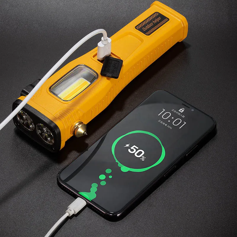كشافات LED فائقة السطوع بقوة 2500 لومن وقوة 30 وات مع بنك طاقة USB قابلة لإعادة الشحن ومصباح تكتيكي قوي للتخييم المنزلي
