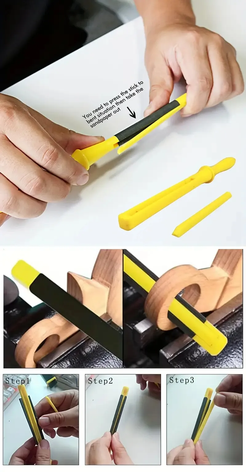 4PCS Sanding Sticks Set with Molded Plastic Handles for Wood Metal Plastic Auto Body Models Polishing Calcite Grit Manual Buffing Tools