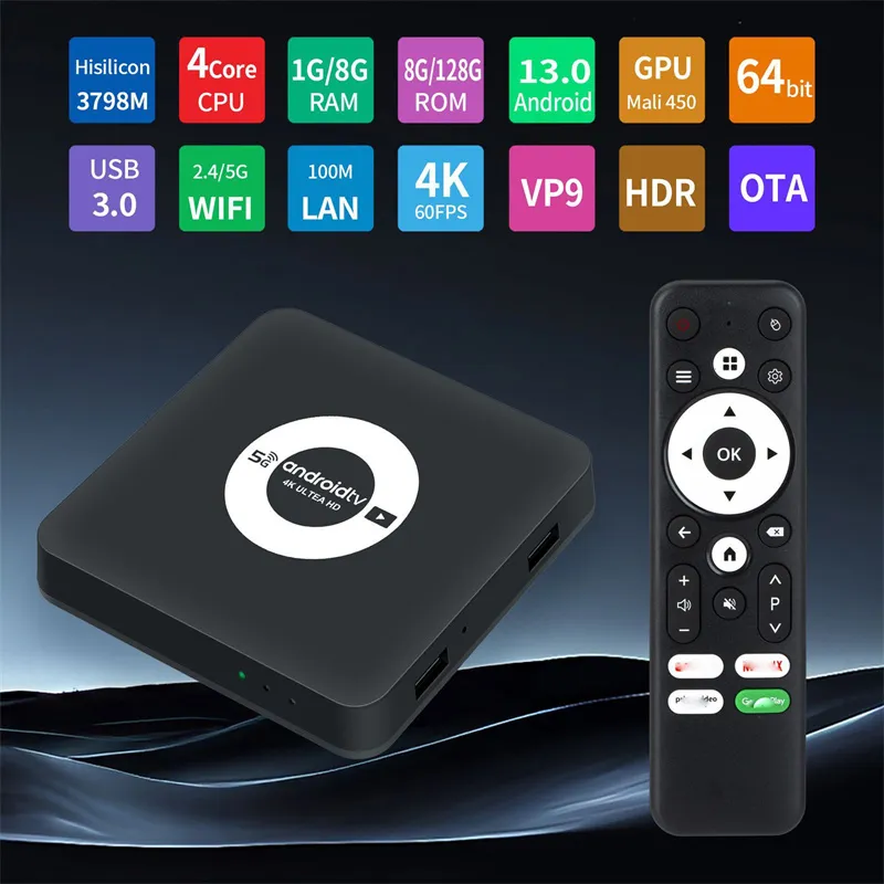 Q96 1+8G 4K UHD TV Box Android 13.0 Quad-core Support 2.4G/5G WiFi Media Player 3D HDR10 Set Top Box with Remote Control Q96 1+8G 4K UHD TV Box Android 13.0 Quad-core Support 2.4G/5G WiFi Media Player 3D HDR10 Set Top Box with Remote Control