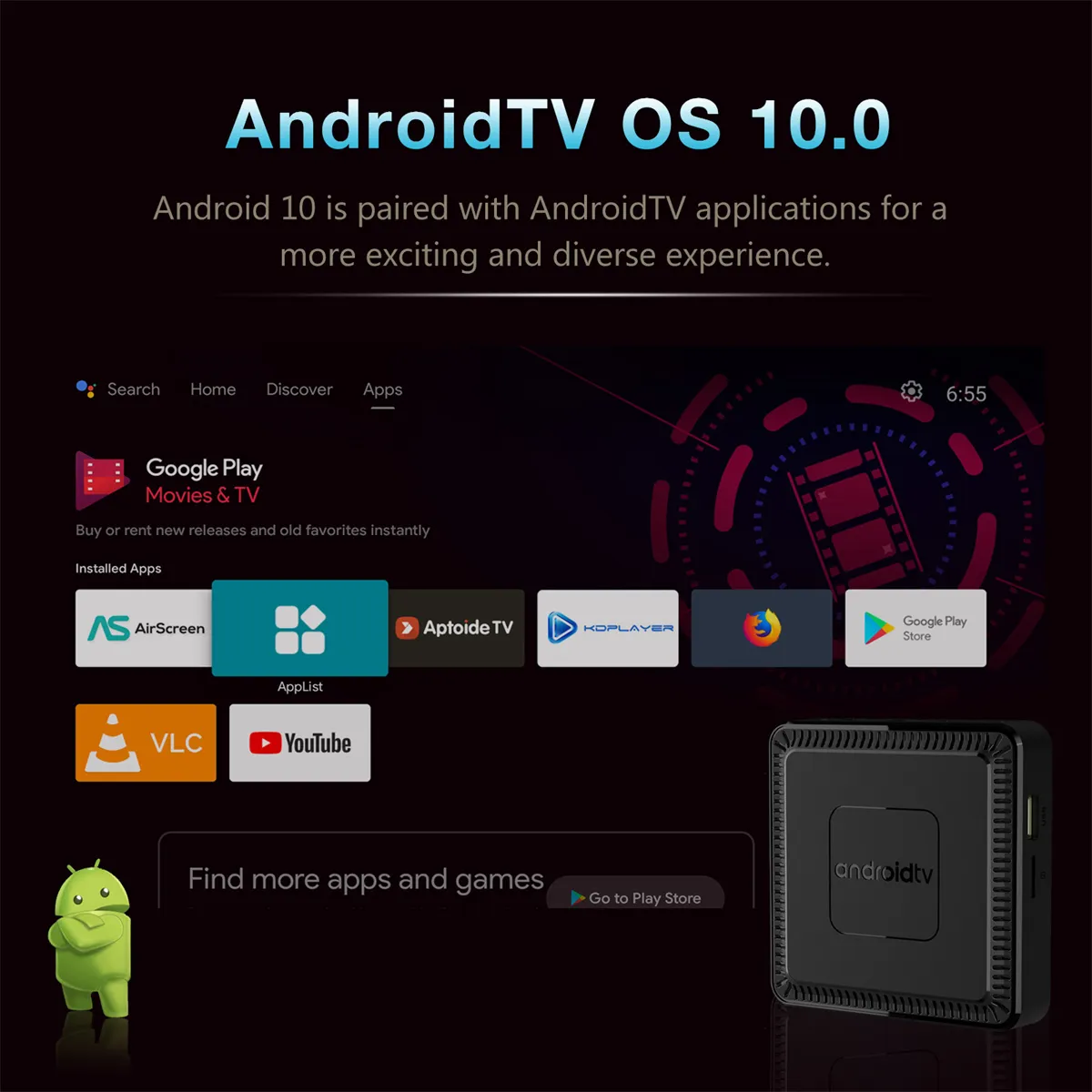 Q7 2+8G 4K Android10.0 TV Box Quad-core Allwinner H313 Support WiFi6&BT4.0 Media Player HDR10 Set Top Box with Voice Remote Control