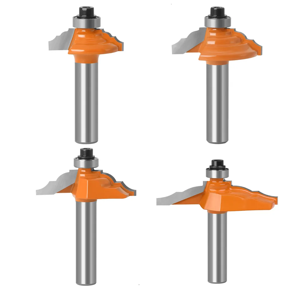 4PCS 8mm Shank Roman Ogee Edge Forming Router Bit Set Classical and Bead Molding and Edging Router Bit 25.4mm/31.7mm/38mm/50mm Cutting Dia