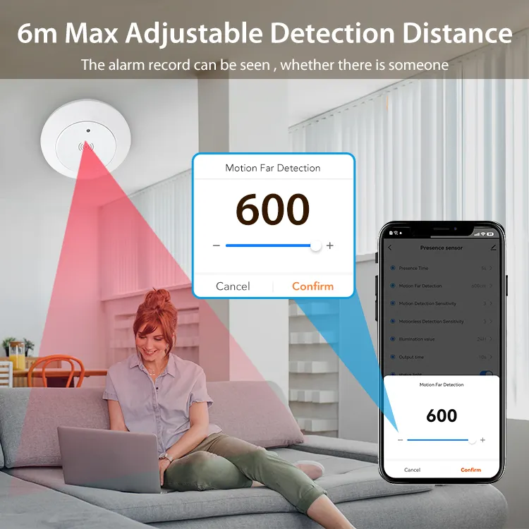 NEO Tuya Zigbe 24G MmWave Radar Smart Human Presence Sensor with Illumination Detector Support Wired Light Switch 95~250V