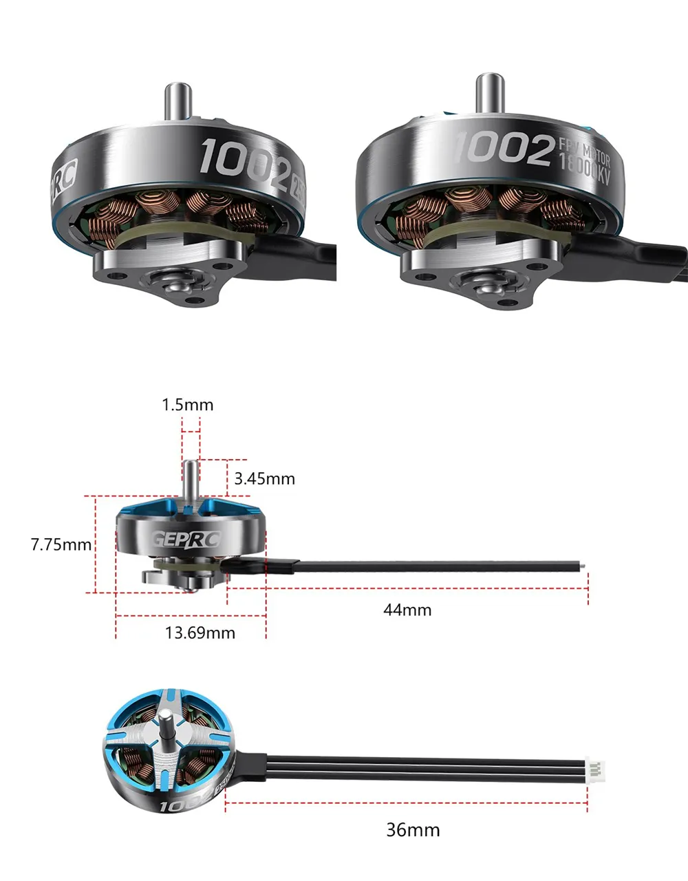 1PC /4PCS GEPRC SPEEDX2 1002 18000KV 1-2S / 25000KV 1S Brushless Motor for 1.6-2 Inch FPV Racing Drone 1PC /4PCS GEPRC SPEEDX2 1002 18000KV 1-2S / 25000KV 1S Brushless Motor for 1.6-2 Inch FPV Racing Drone