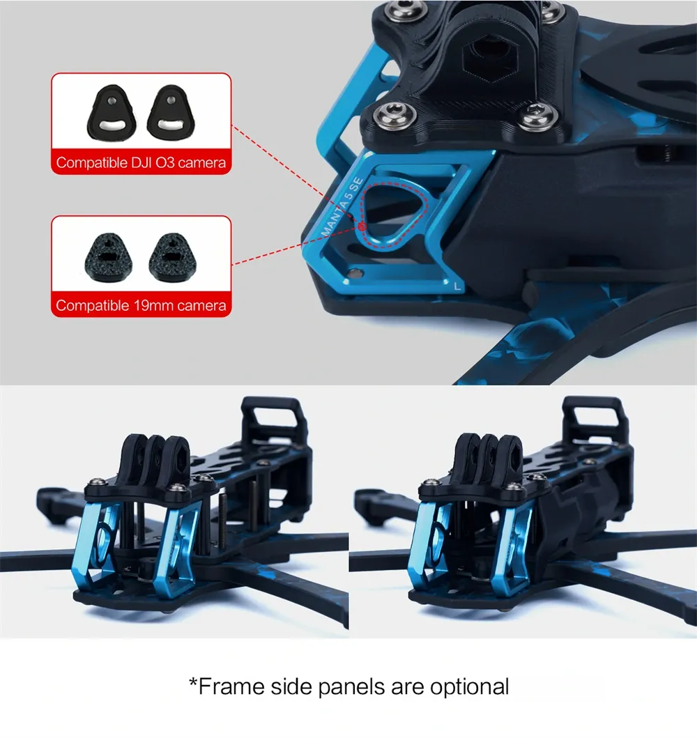 Asixflying Manta 5 SE 223mm Wheelbase T700 Carbon Fiber Plate Frame Kit Compatible DJI O3/19mm Camera for FPV Racing Drones
