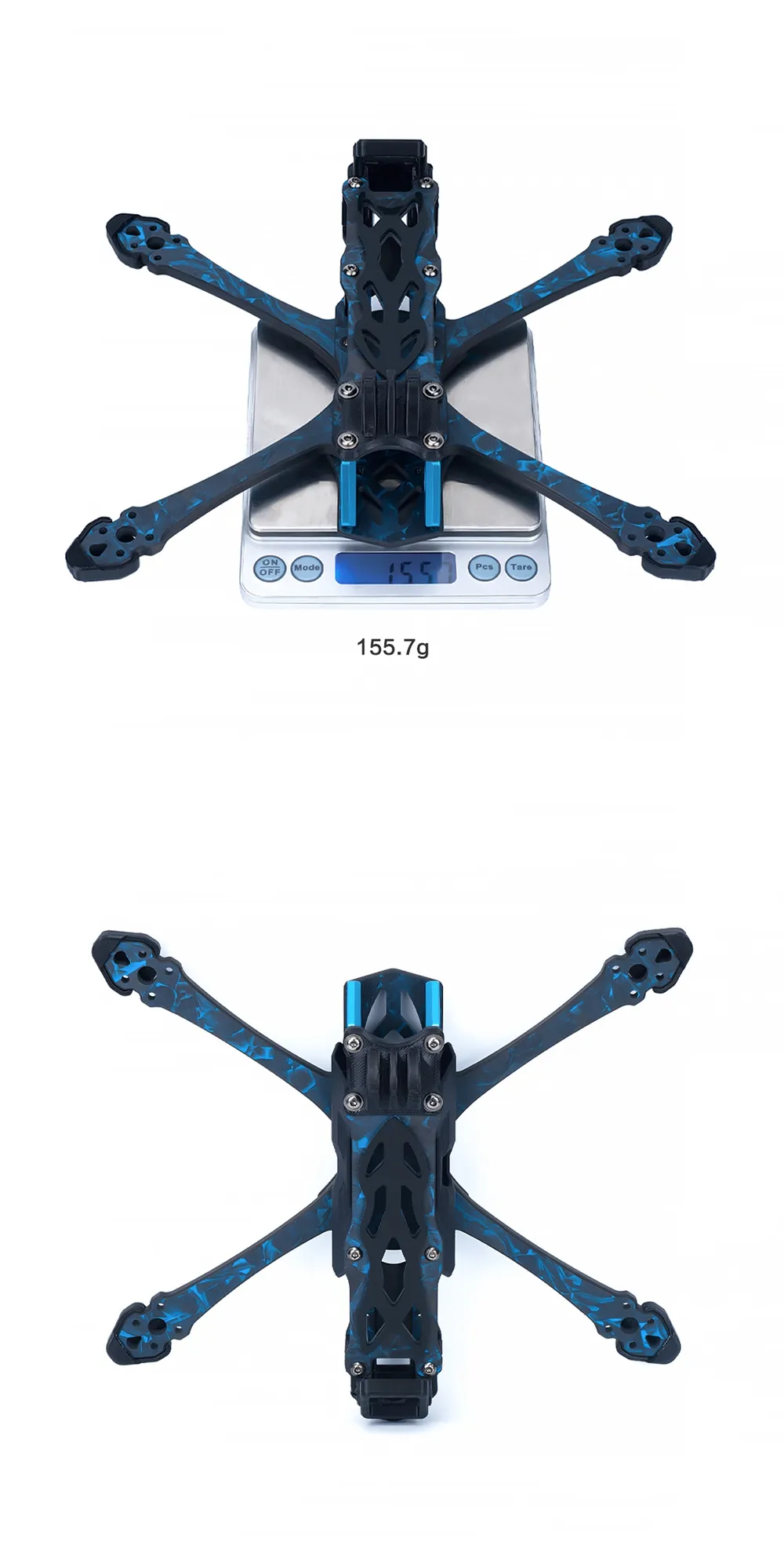 Asixflying Manta 5 SE 223mm Wheelbase T700 Carbon Fiber Plate Frame Kit Compatible DJI O3/19mm Camera for FPV Racing Drones