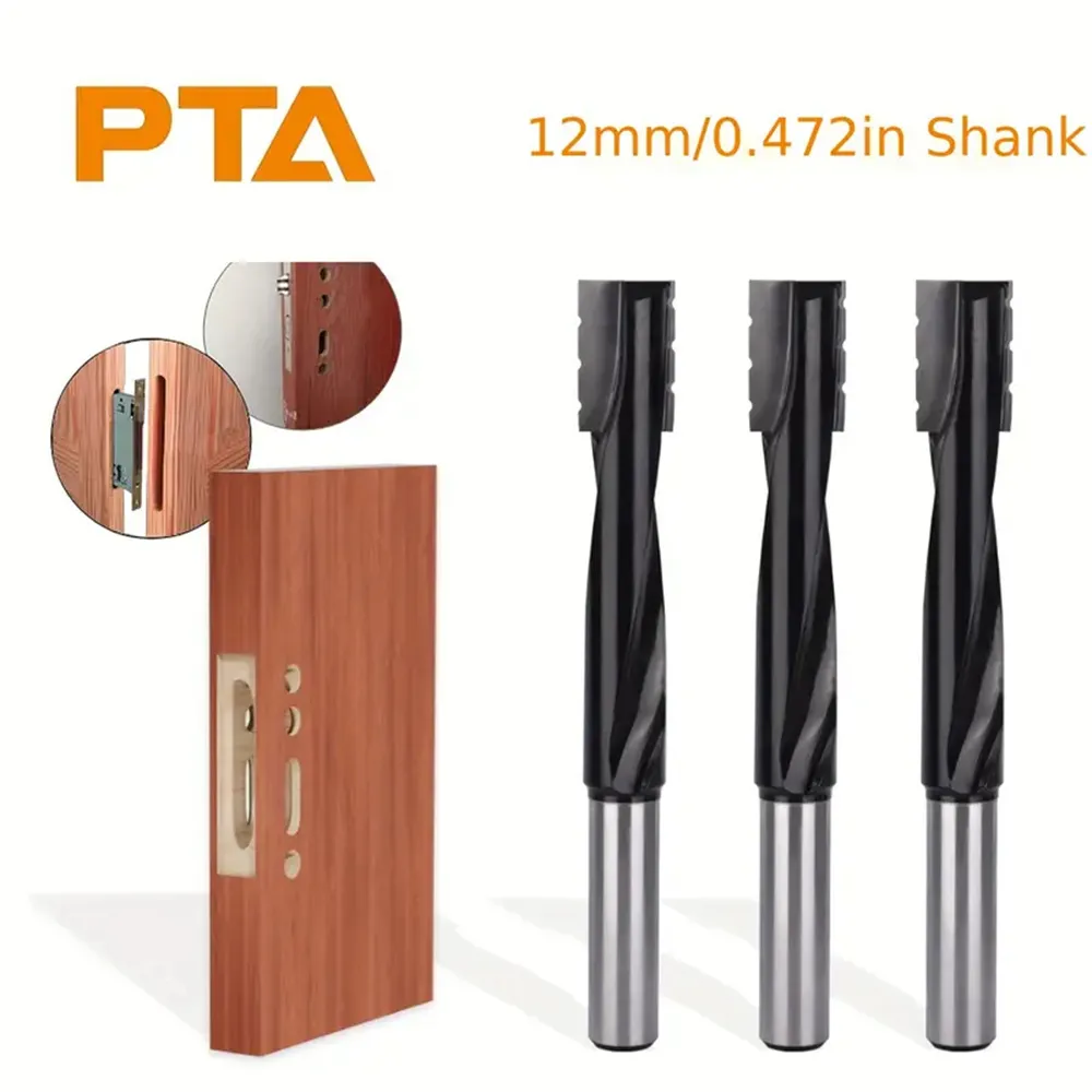 12mm Shank Solid Carbide Spiral Router Bit Mortising Bit 16mm Cutting Diameter for Woodworking Door Lock