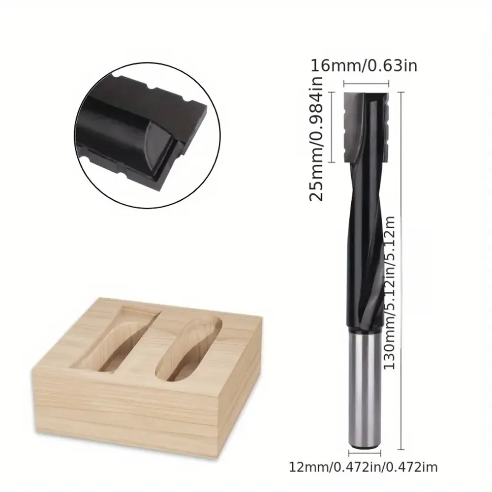 12mm Shank Solid Carbide Spiral Router Bit Mortising Bit 16mm Cutting Diameter for Woodworking Door Lock