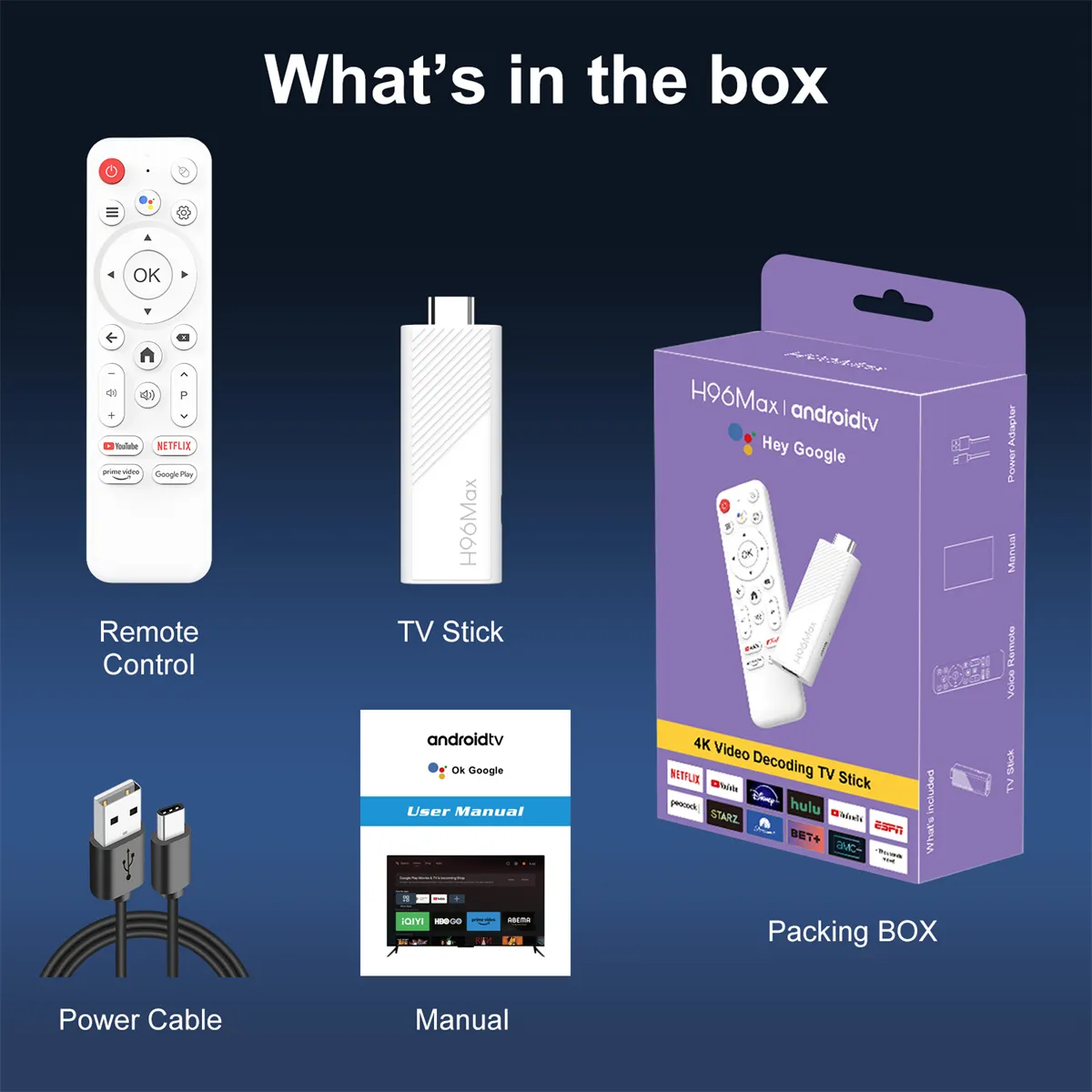 H96Max 2+16G H313 Smart TV Stick Android 10.0 3D 4K UHD Support WiFi6 & BT5.0 Media Player Google TV Receiver Set Top Box