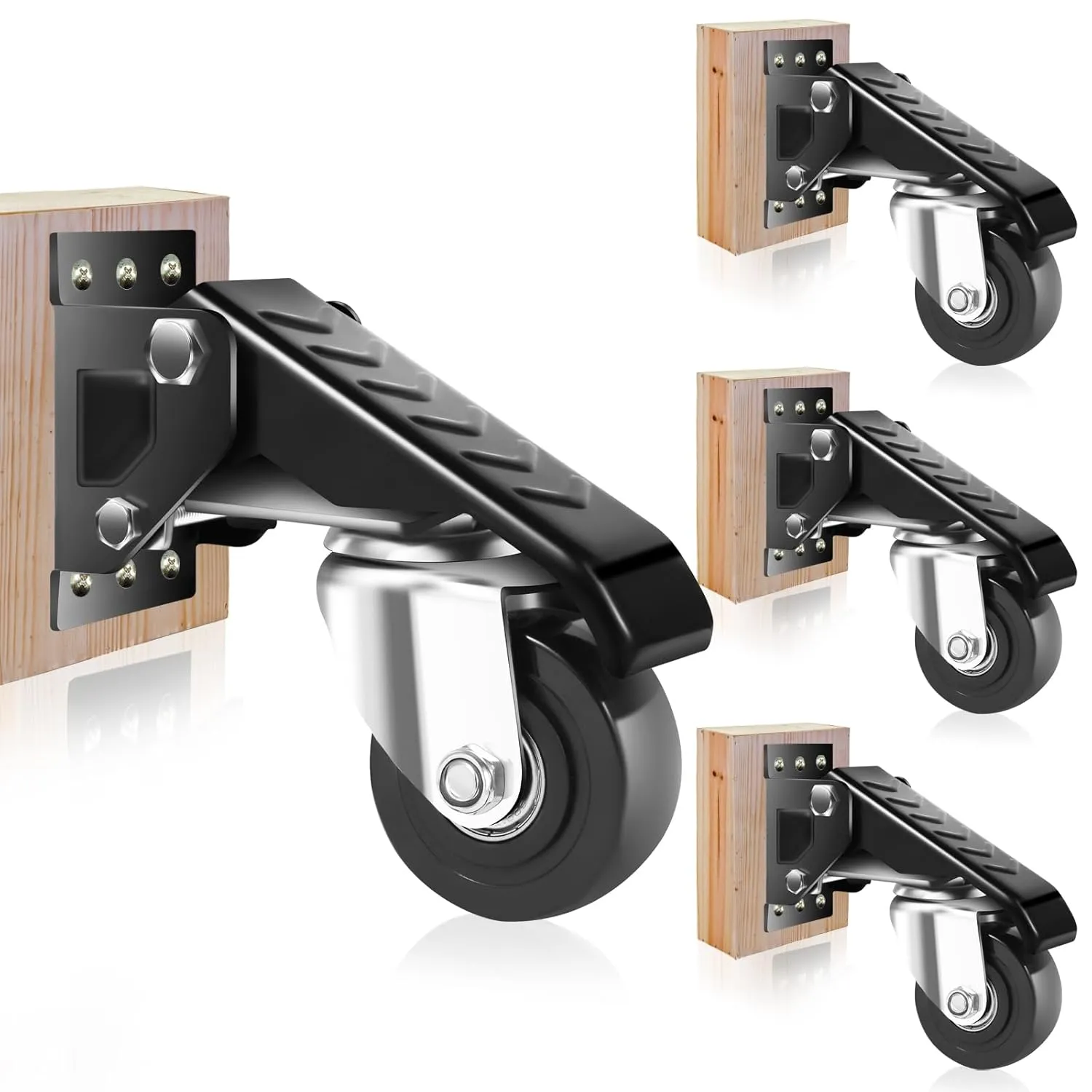 4PCS 600 LBS Heavy Duty Workbench Casters Kit Retractable Caster Wheels for Workbenches Machinery and Tables 4PCS 600 LBS Heavy Duty Workbench Casters Kit Retractable Caster Wheels for Workbenches Machinery and Tables