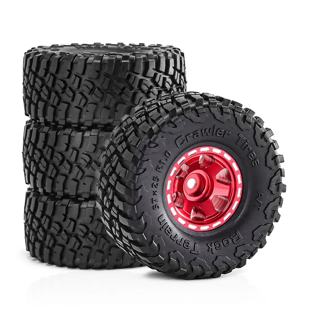 4PCS 1.0 Inch Aluminum Alloy Blade Wheels Gravel Tires Spare Parts for SCX24 FMS24 TRX4M RC Climbing Car Vehicle Models Accessories 4PCS 1.0 Inch Aluminum Alloy Blade Wheels Gravel Tires Spare Parts for SCX24 FMS24 TRX4M RC Climbing Car Vehicle Models Accessories