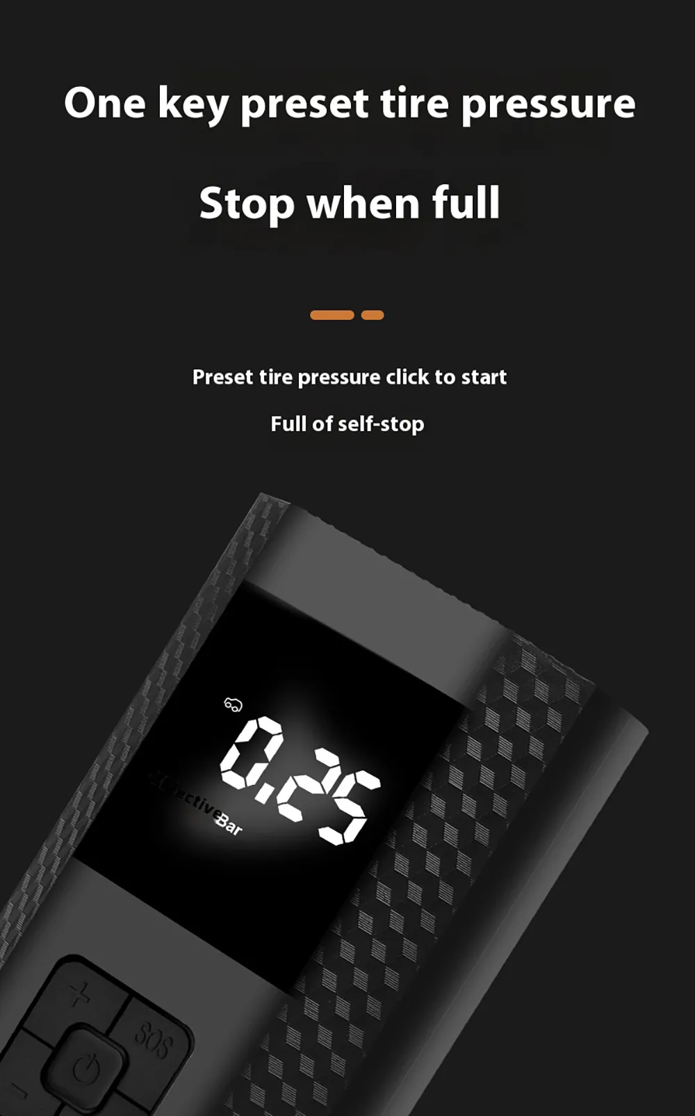 6000mAh Tire Inflator Power Bank Intelligent Car Air Pump Intelligent Air Pump Car Bicycle Tire Air Pump Night with LED Emergency Light