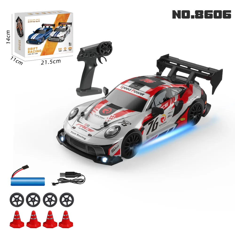 ENOZE 8605 8606 RTR 1/24 2.4G 4WD 30km/h Drift RC Car GTR High Speed Racing LED Light On-Road Vehicles Models Toys