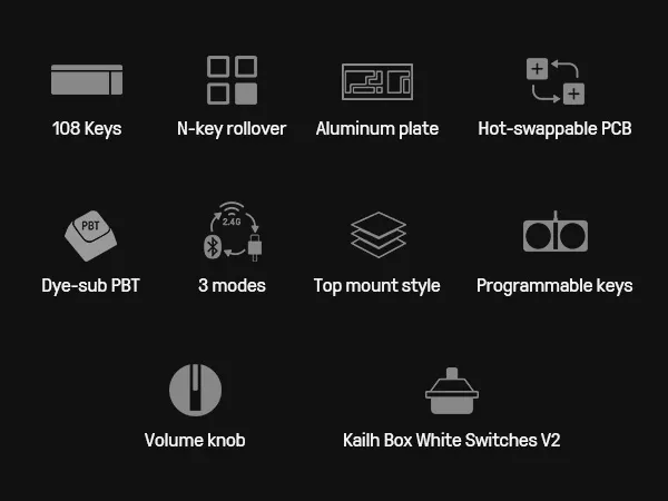 8BitDo Retro108 Tri-mode Mechanical Gaming Keyboard 108 Keys with Programmable Keys Top-mount Structure Hot Swappable PBT Dye-Sublimation N-Key Rollover E-sports PC Gamer Keyboards