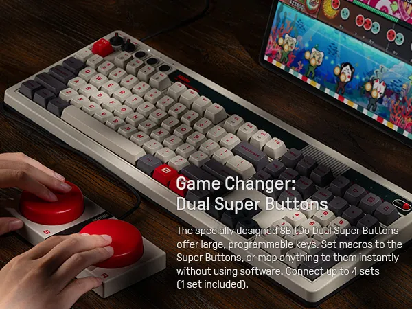 8BitDo Retro108 Tri-mode Mechanical Gaming Keyboard 108 Keys with Programmable Keys Top-mount Structure Hot Swappable PBT Dye-Sublimation N-Key Rollover E-sports PC Gamer Keyboards