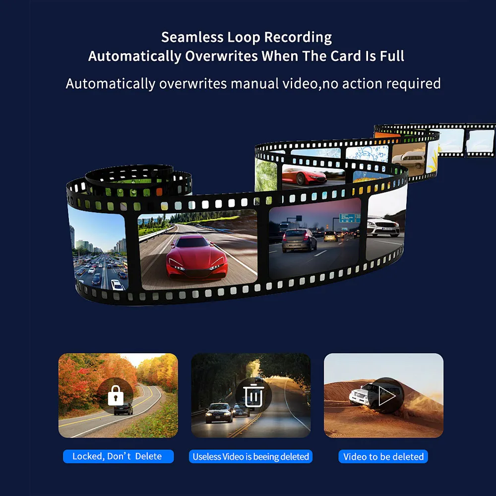 HD 4K Front Rear Dual Lens Car Dash Cam Wifi Driving Recorder ADAS GPS Track Car DVR
