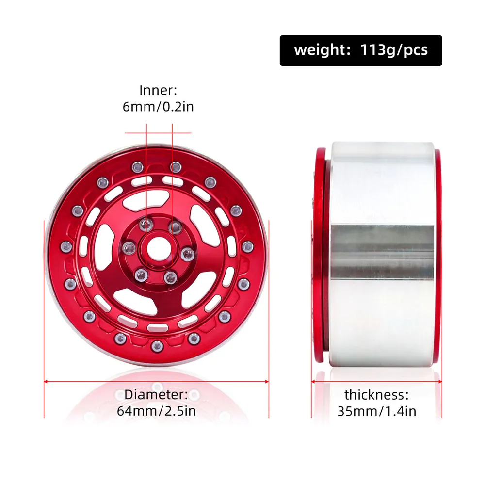 4PCS 2.2 Inch Wheel Hub Climbing RC Car Spare Parts for 1/10 TRX4 SCX10 Axail Easy Control 4102 D90 Vehicle Models Parts