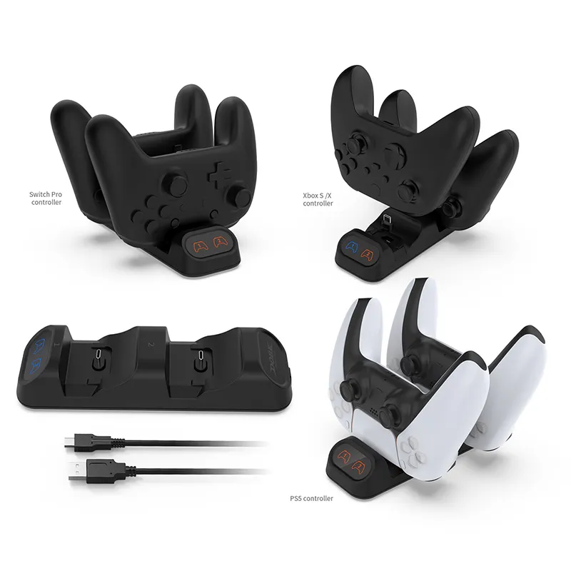 DOBE TY-0811S for PS5/SwitchPRO/Xbox SeriesS/X Dual Gamepad Charger Dock