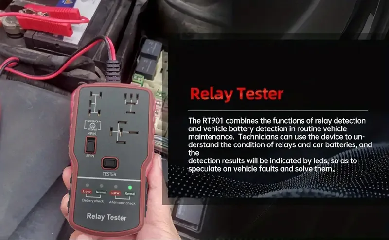 12V LED Car Battery & Relay Tester Quick Diagnostic Tool for Automotive Electrical Problems Supports 4/ 5 Pin Relays