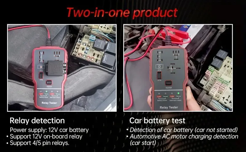 12V LED Car Battery & Relay Tester Quick Diagnostic Tool for Automotive Electrical Problems Supports 4/ 5 Pin Relays