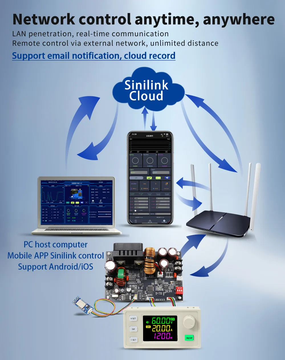 Sinlink XY6020LV 20A/1200W CNC Adjustable DC Regulated Buck Power Supply Constant Voltage and Current Maintenance Step-down Module Sinlink XY6020LV 20A/1200W CNC Adjustable DC Regulated Buck Power Supply Constant Voltage and Current Maintenance Step-down Module