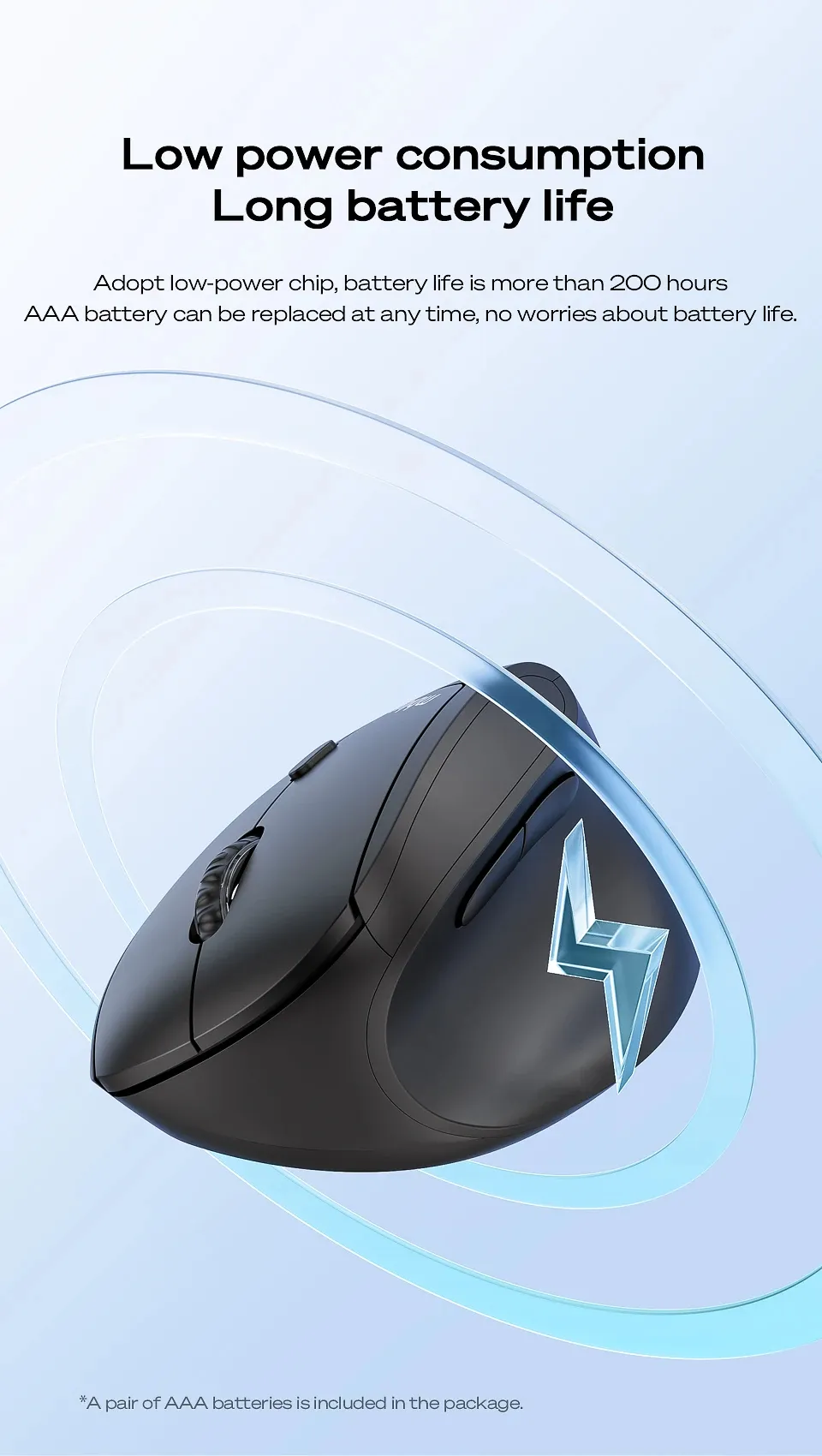MBlue M206 PRO Wireless Gaming Mouse 800-4000DPI Silent Button Optical Vertical Ergonomic Gamer Mice for Desktop PC Laptop Computer