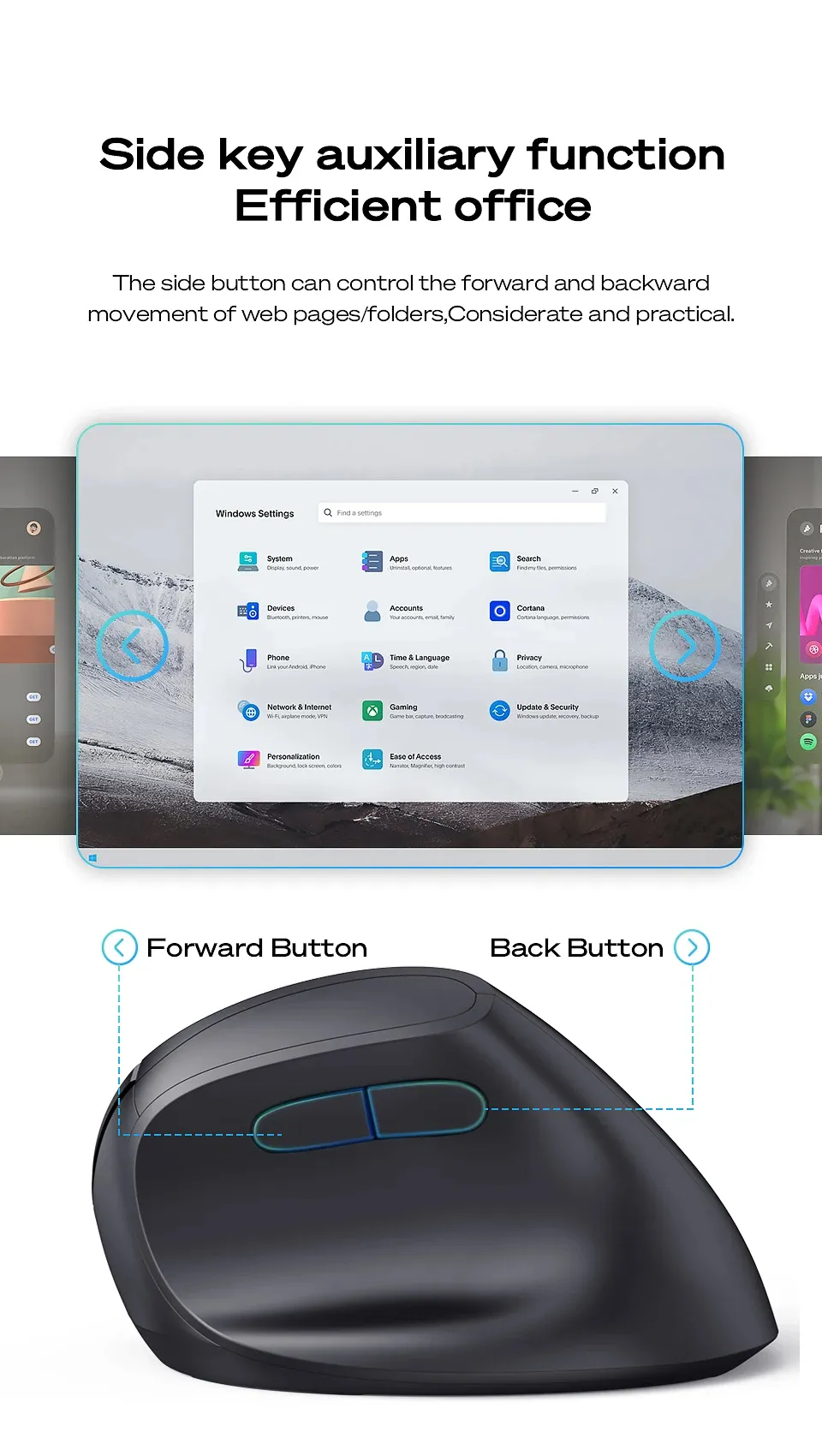 MBlue M206 PRO Wireless Gaming Mouse 800-4000DPI Silent Button Optical Vertical Ergonomic Gamer Mice for Desktop PC Laptop Computer