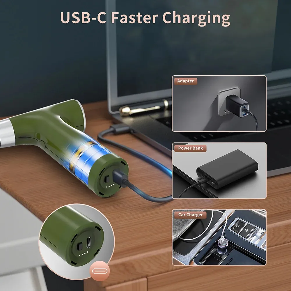 Mini Turbo Fan Brushless Motor Handheld Duct Fan 45W 3 Gears 110,000 RPM Air Duster USB-C Rechargeable