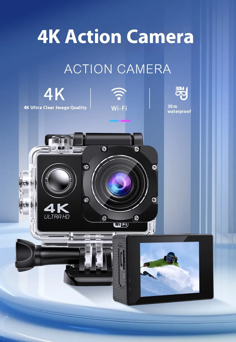 AUSEK 4K 30FPS HD Action Camera 30M Waterproof Protection Sports Camera Support WIFI for Mountain Climbing Scuba Diving Skiing