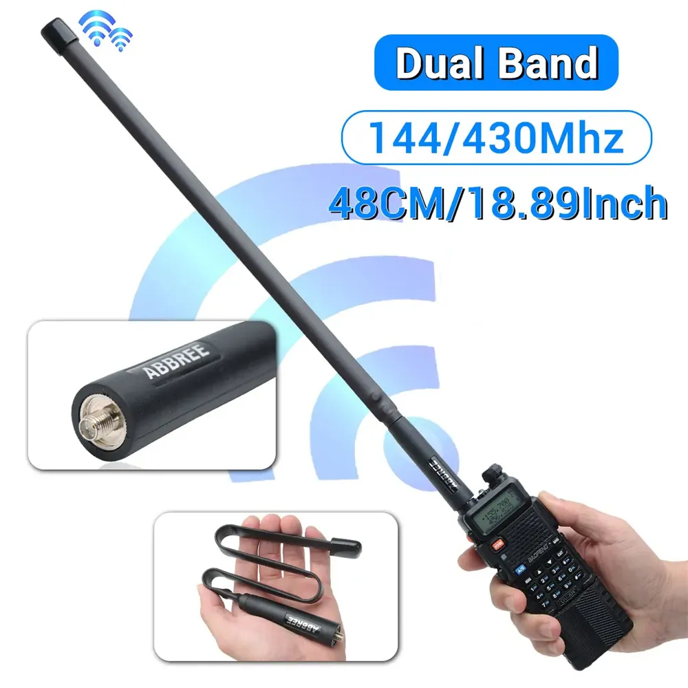 Abbree CS 戰術天線 SMA 母頭雙頻 144/430Mhz 可折疊對講機適用於寶峰 UV 5R 13 Pro 888S 泉盛 UV K5