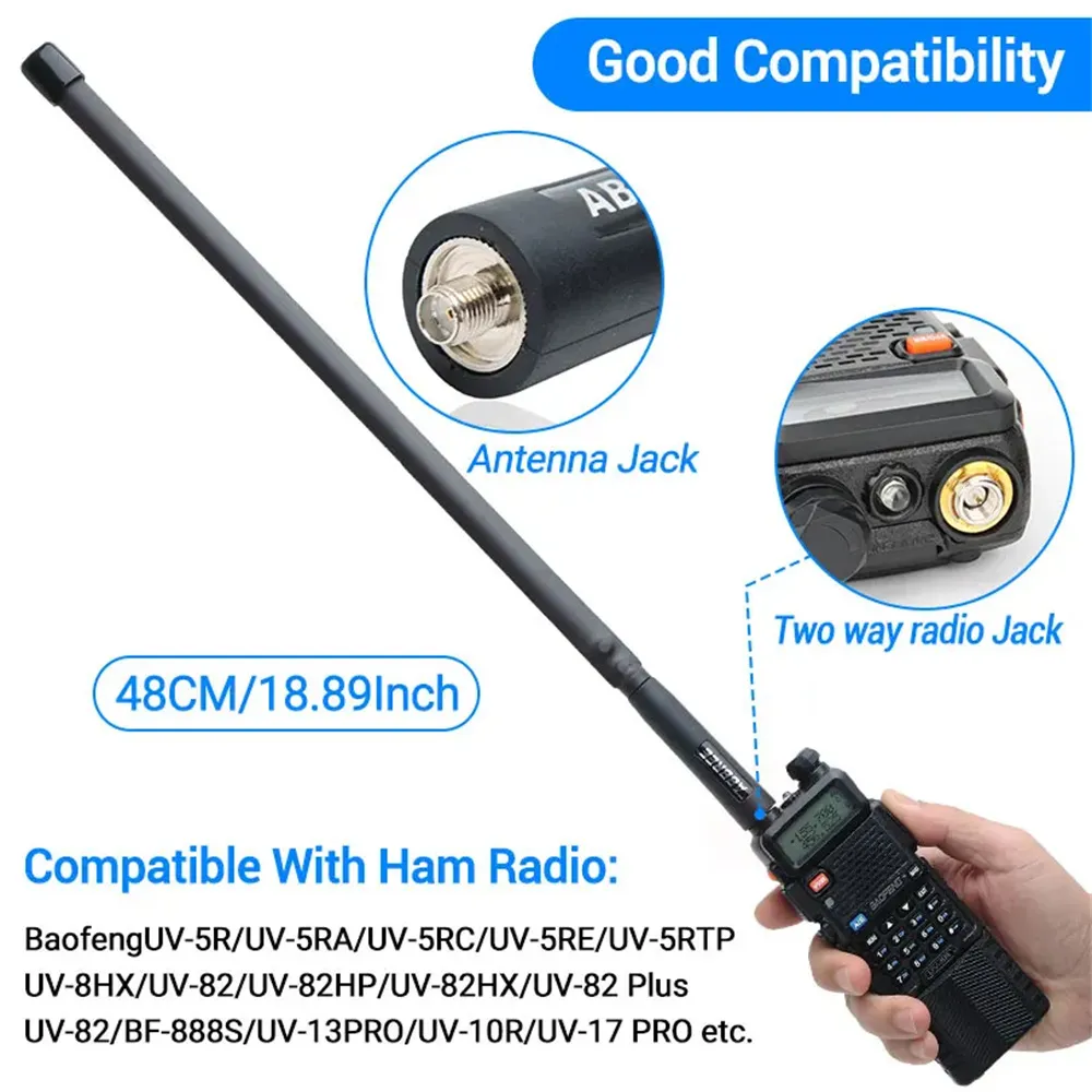 Abbree CS 戰術天線 SMA 母頭雙頻 144/430Mhz 可折疊對講機適用於寶峰 UV 5R 13 Pro 888S 泉盛 UV K5