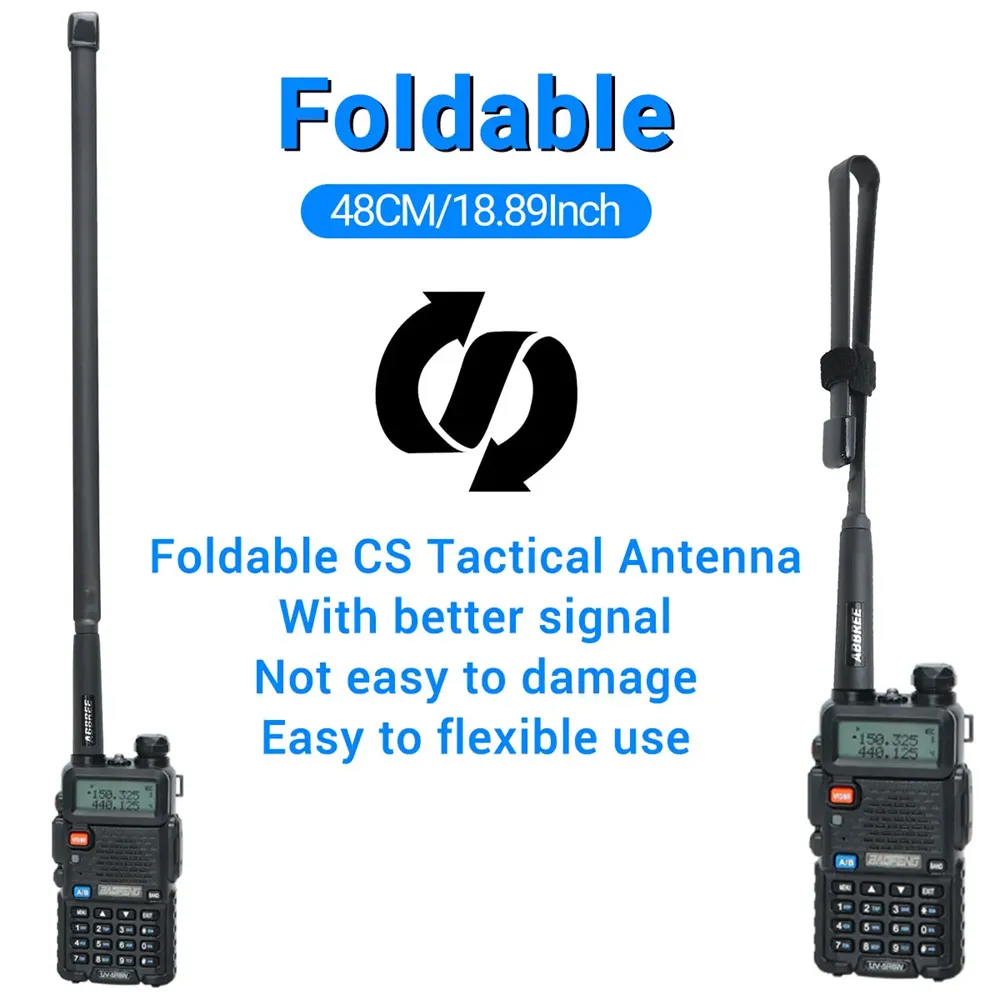 Abbree CS 戰術天線 SMA 母頭雙頻 144/430Mhz 可折疊對講機適用於寶峰 UV 5R 13 Pro 888S 泉盛 UV K5