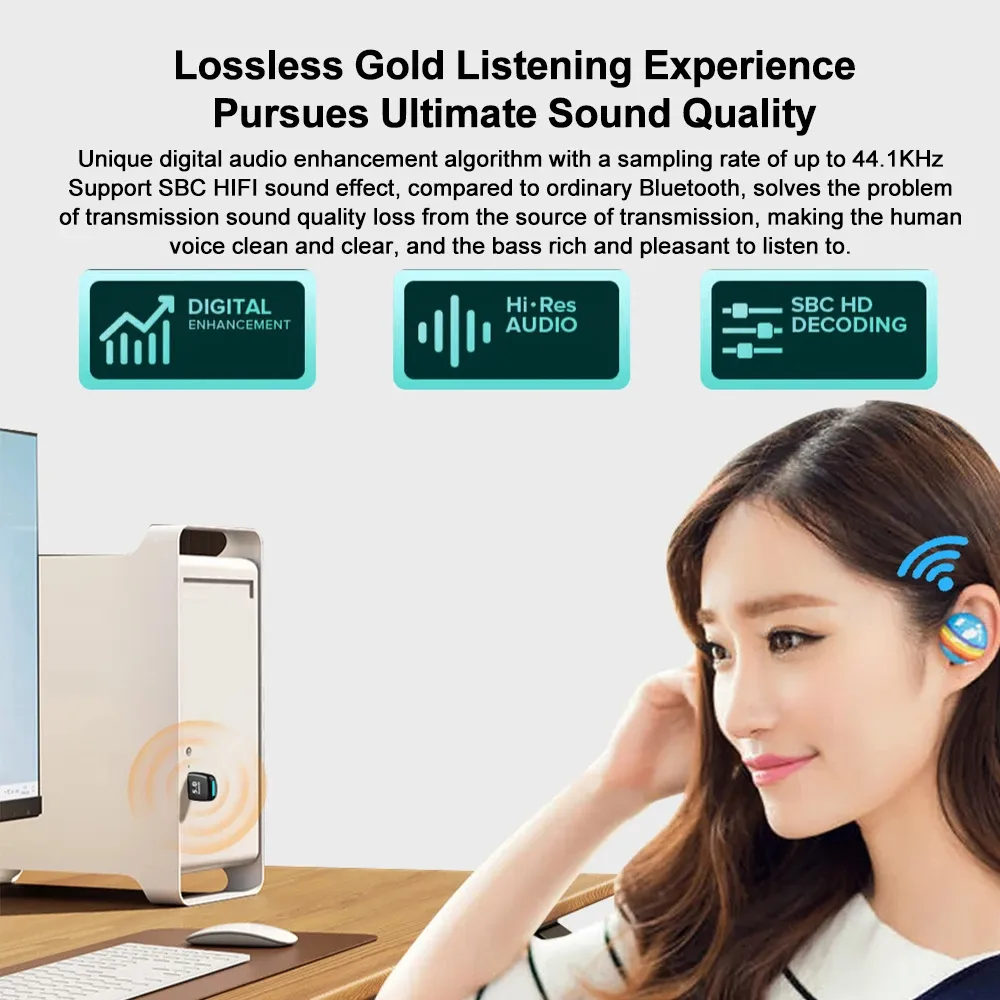 BT541 ワイヤレス Bluetooth 5.4 アダプター USB ドングル マウス キーボード 音楽 オーディオ レシーバー USB トランスミッター プラグアンドプレイ
